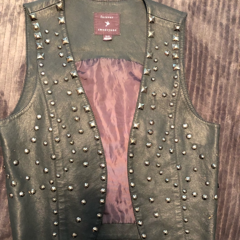 Small Studded Faux Leather Vest